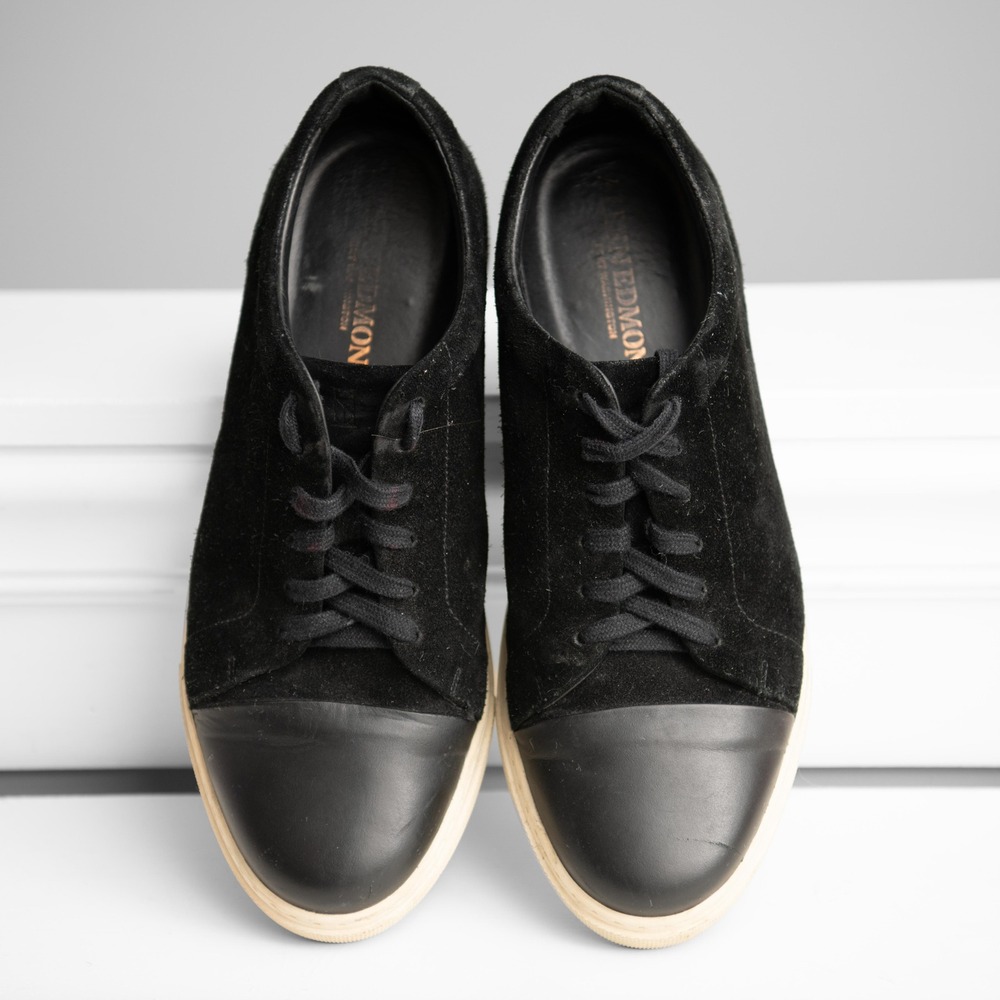 Allen Edmonds Black Suede Leather Sneakers Sz 11 Quiet Luxury Minimalist Luxury